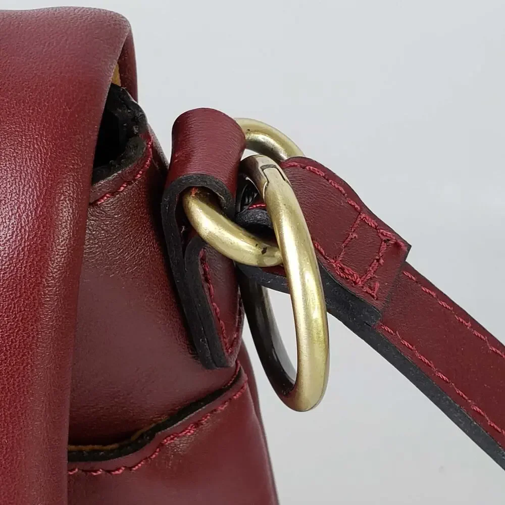 Patricia Nash Mili Purse Bag Leather Medium Flap Crossbody Red Boho Gold
